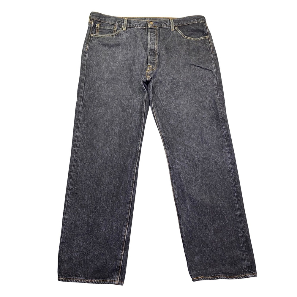 Levis 501 Original Fit Jeans Mens Sz 42 Dark Wash Button Fly Straight Leg Grunge